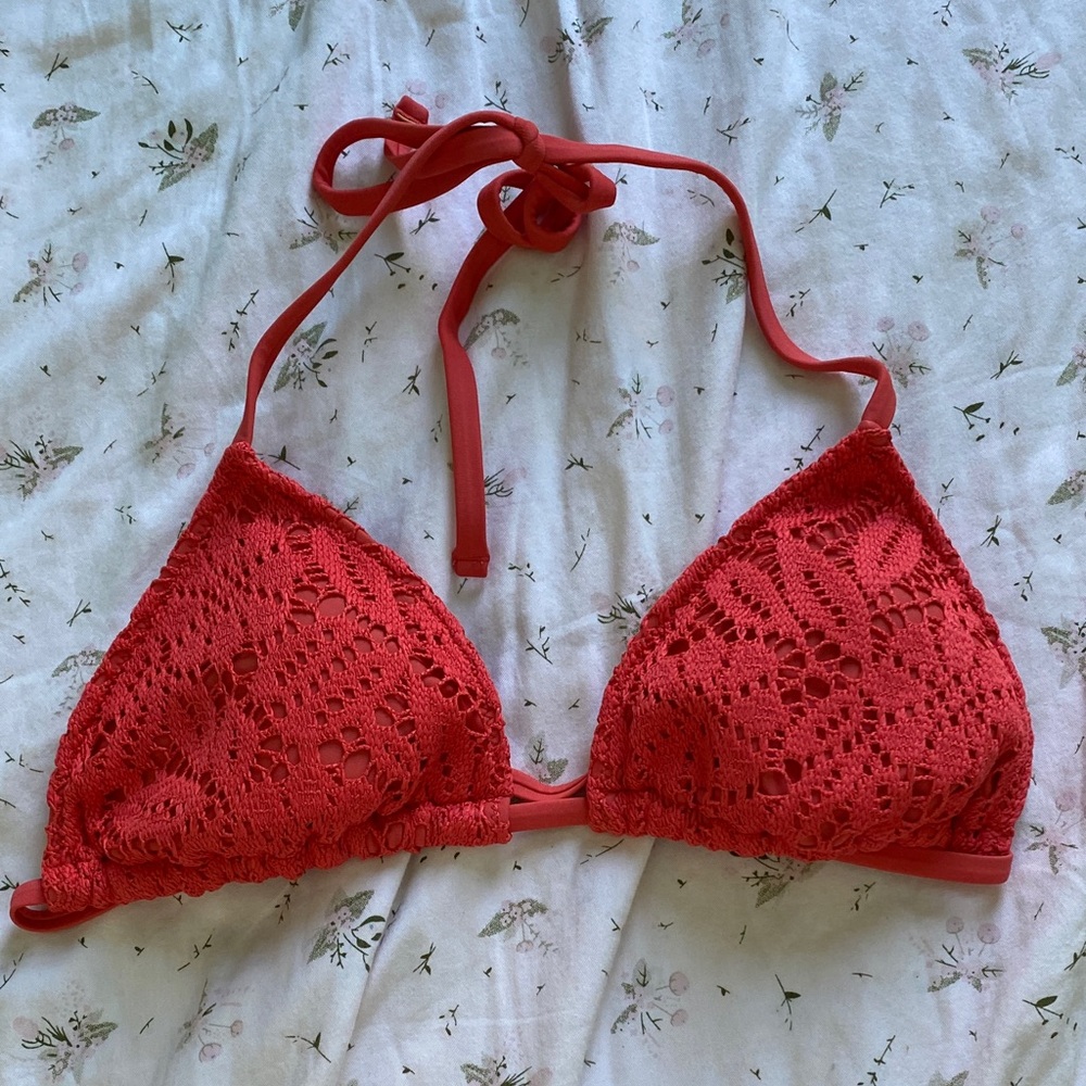 Sarah Cameron Aerie Red Crochet Bikini Top - Picture 3 of 5